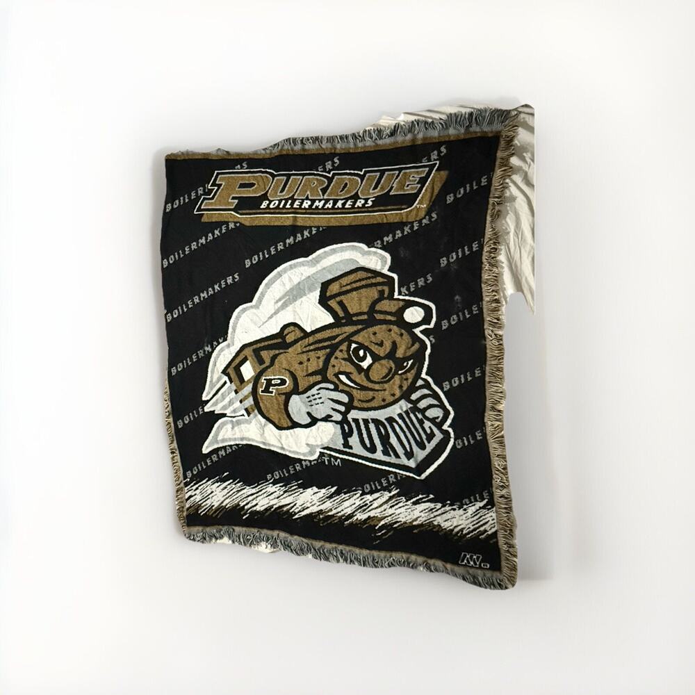 Vintage Purdue University Boilermakers Tapestry Woven Throw Blanket Northwest